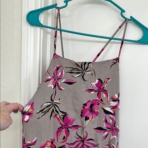 United Colors of Benetton Pink and Tan Floral Linen Dress